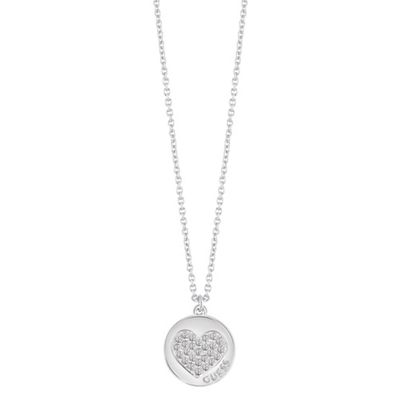 Rhodium plated heart necklace ubn82050